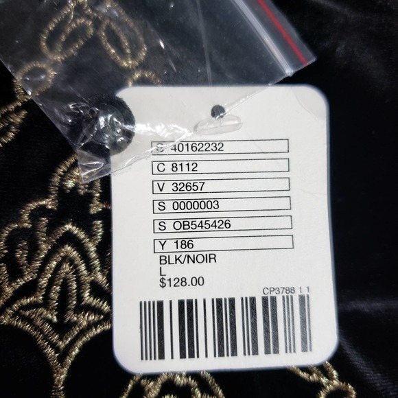 SOLD Free People Black Velvet Gold Embroidered Bandana Top Sz L - Picture 10 of 12